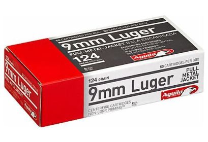 AGUILA 9MM LUGER 124GRAIN FMJ-RN  50ROUNDS