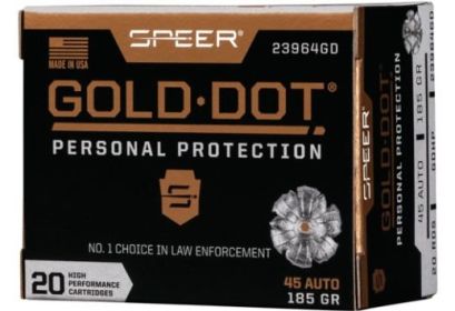 SPEER GOLD DOT .45 ACP  185 GRAIN  20 ROUNDS