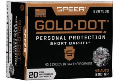 SPEER GOLD DOT SHORT BARREL .45 ACP  230GRAIN 20 ROUNDS