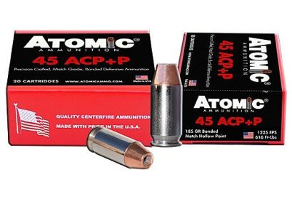 ATOMIC .45 ACP+P 185GRAIN BONDED JHP 20ROUNDS