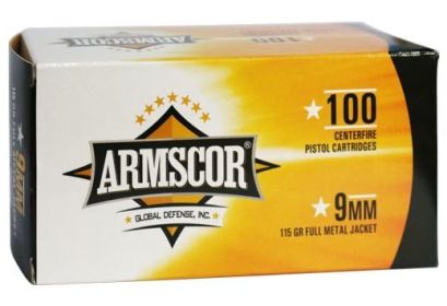 ARMSCOR 9MM LUGER 115 GRAIN  FMJ  100 ROUNDS