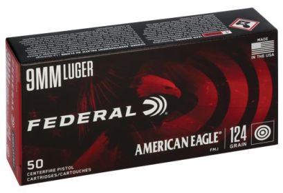 FEDERAL AE 9MM LUGER 124GRAIN FMJ 50ROUNDS