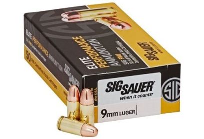 SIG 9MM LUGER 124GRAIN FMJ 50ROUNDS