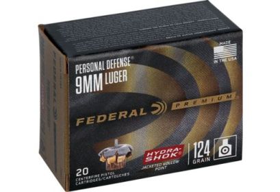 FEDERAL PREMIUM 9MM LUGER 124GRAIN 20ROUNDS