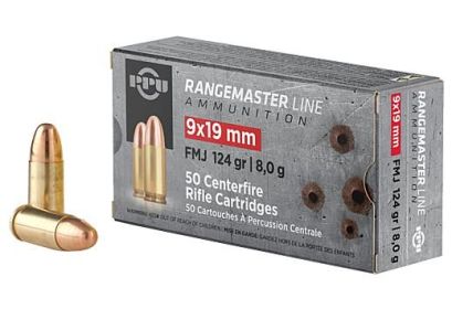 PPU RANGEMASTER 9MM LUGER 124GRAIN FMJ 50ROUNDS