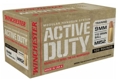 WINCHESTER ACTIVE DUTY 9MM LUG 115 GRAIN 100 ROUNDS