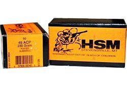 HSM SUBSONIC .45 ACP 230GRAIN  LRN  50 ROUNDS